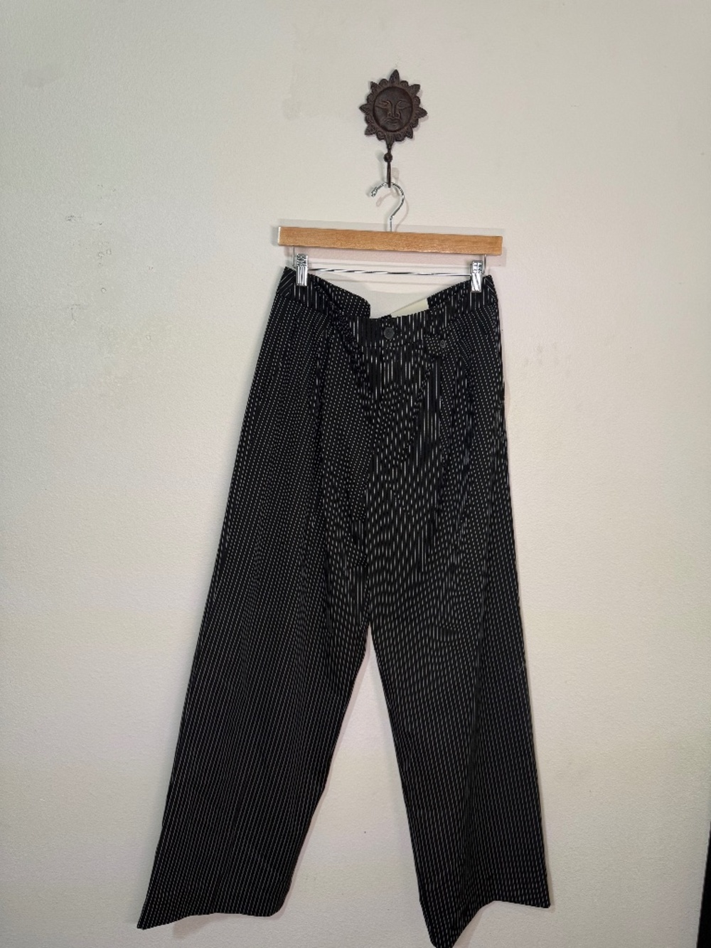 NWT Wide Leg Black Pinstripe Pants
